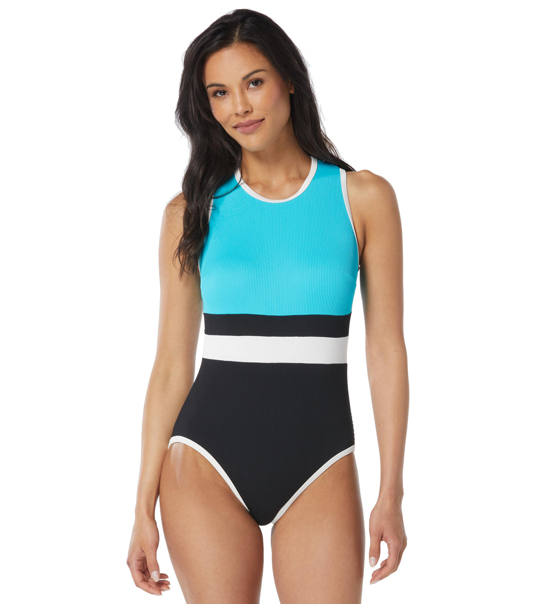 Beach House Sport Sculpt Long Sleeve Zip Front One Piece Swimsuit