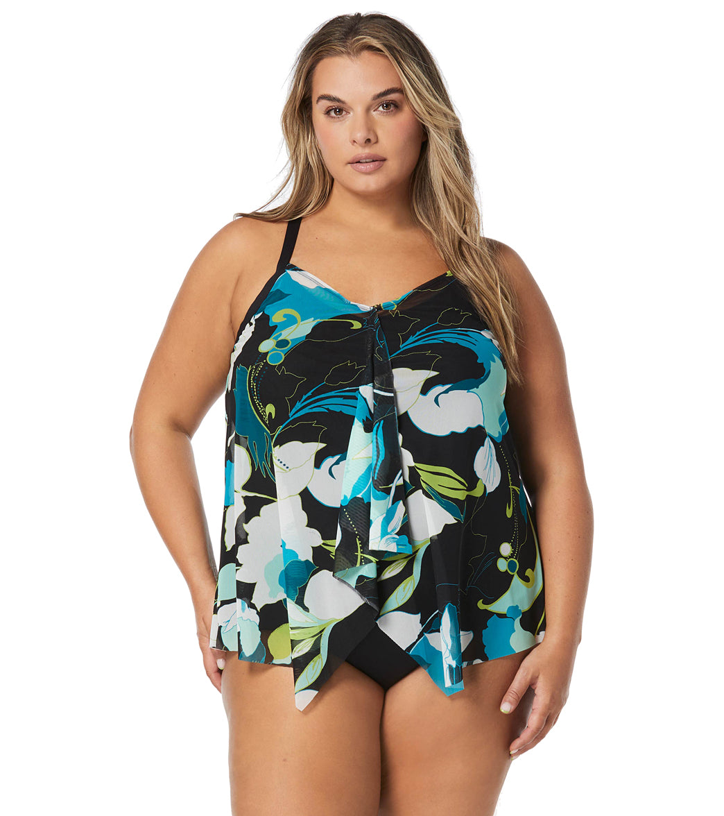 Womens Swimsuit Two Piece Tankini Set,Ruffle Hem Vest with