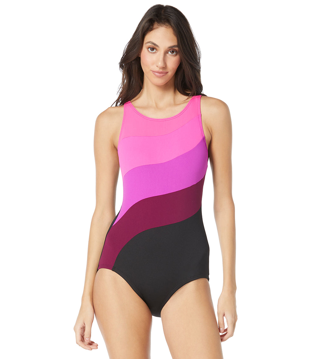 Gabar Women's Chlorine Resistant Marine Vapor Scoop Neck One Piece Swimsuit  at