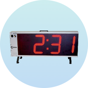 Large digital swim meet timer with red LED display showing 2:31. Ideal for accurate timekeeping during swim competitions.