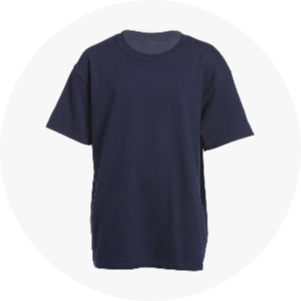 Navy blue short-sleeve t-shirt displayed on a plain background. The simple, casual design is perfect for everyday wear or sports activities.