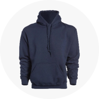 Navy blue hooded sweatshirt with a front pouch pocket and drawstring hood. Ideal for casual wear and outdoor activities, offering comfort and warmth.