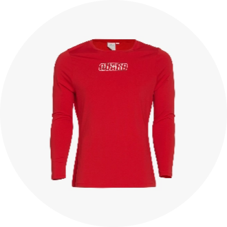 Red long-sleeve performance shirt with "USMS" text on the chest. Ideal for swimmers and athletes seeking comfortable and stylish activewear.