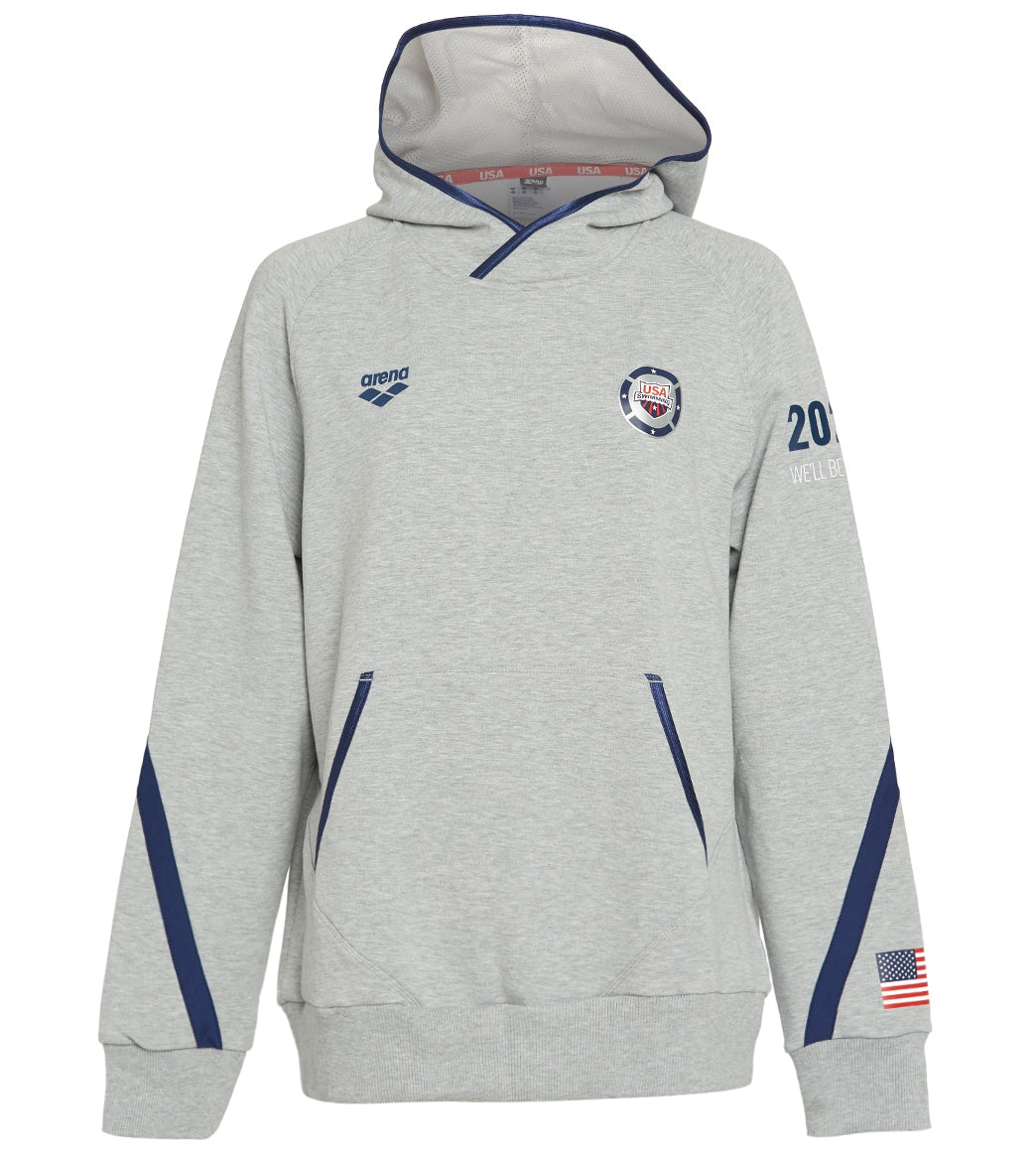 Usa Swimming Arena Men's 2021 We'll Be Ready National Team Hoodie - Mediumgreymelange/Navy Xs Size X-Small Cotton - Swimoutlet.com