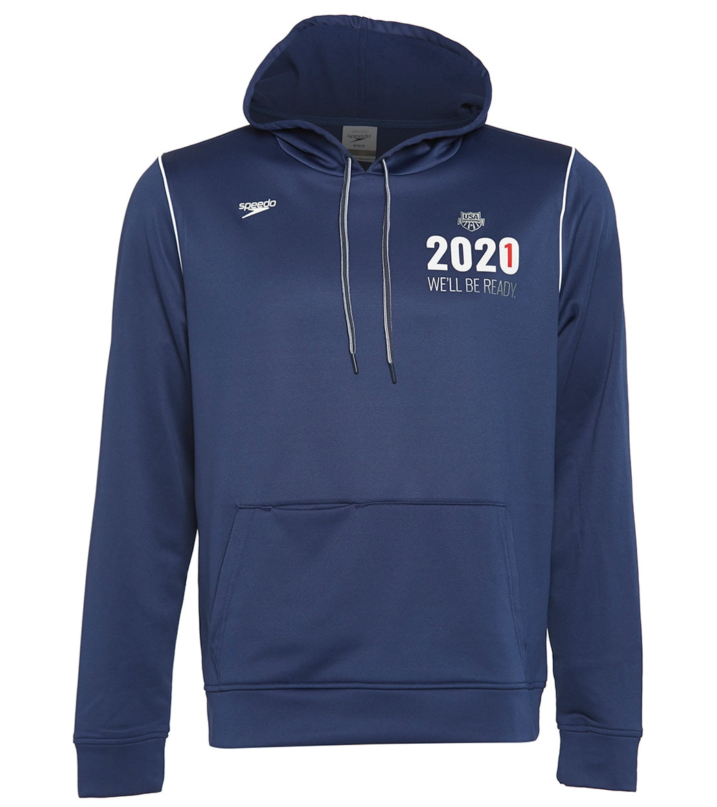 Usa Swimming Speedo Men's 2021 We'll Be Ready Pull Over Hoodie Sweatshirt - Navy Xl Size Xl Polyester - Swimoutlet.com