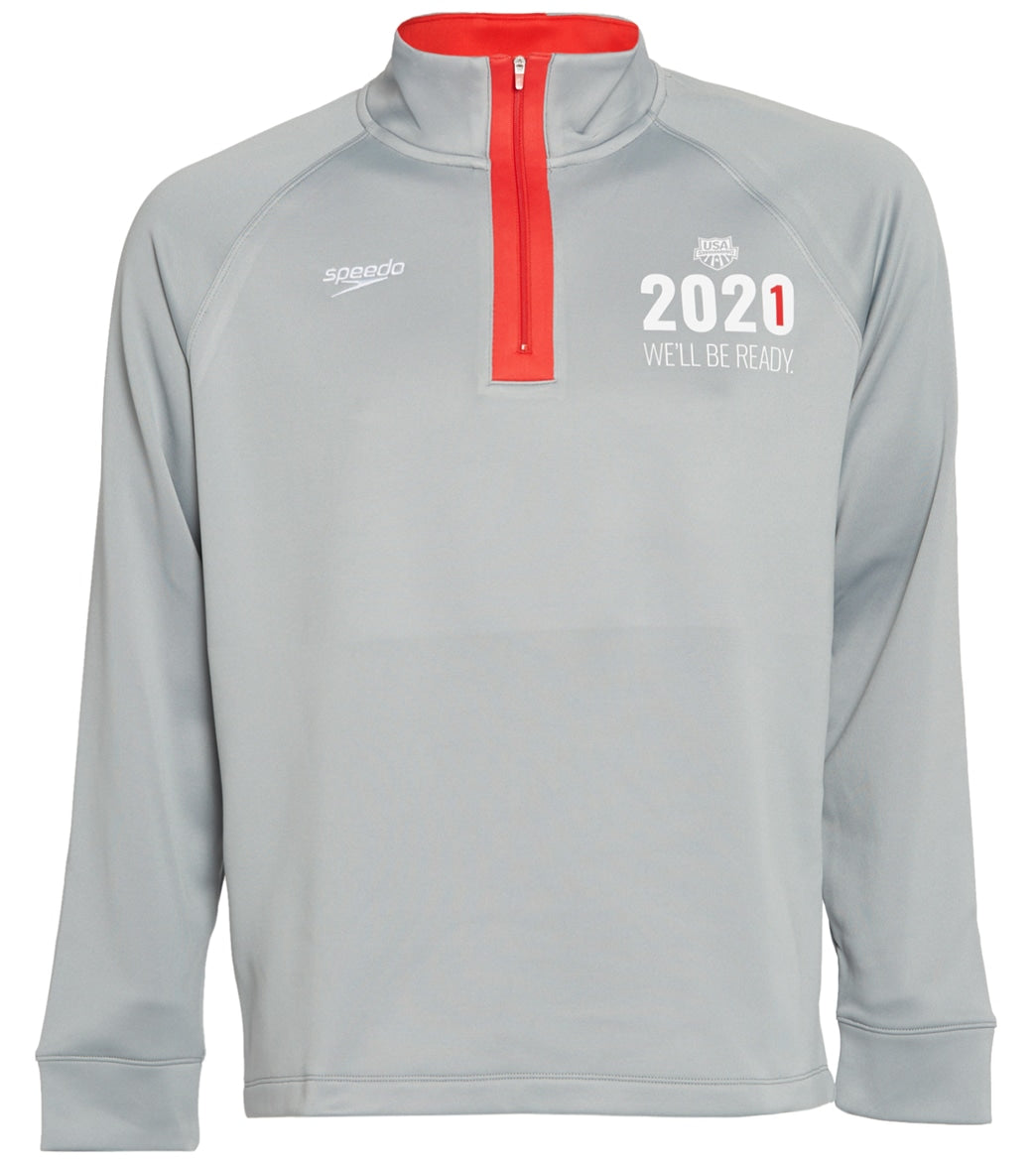 Usa Swimming Speedo Men's 2021 We'll Be Ready Zip Pullover Sweatshirt - Red Medium Size Medium Polyester - Swimoutlet.com