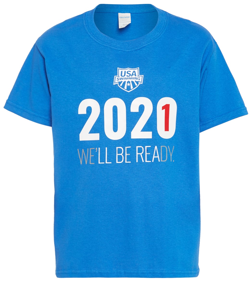 Usa Swimming Men's Youth 2021 We Will Be Ready Crew Neck T-Shirt - Royal Blue Large Size Large Cotton/Polyester - Swimoutlet.com