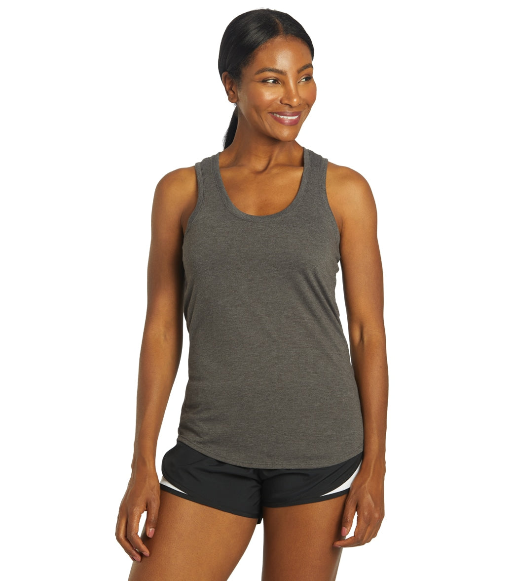 Women's Perfect Tri Racerback Tank Top - Heathered Charcoal 2Xl Cotton/Polyester - Swimoutlet.com
