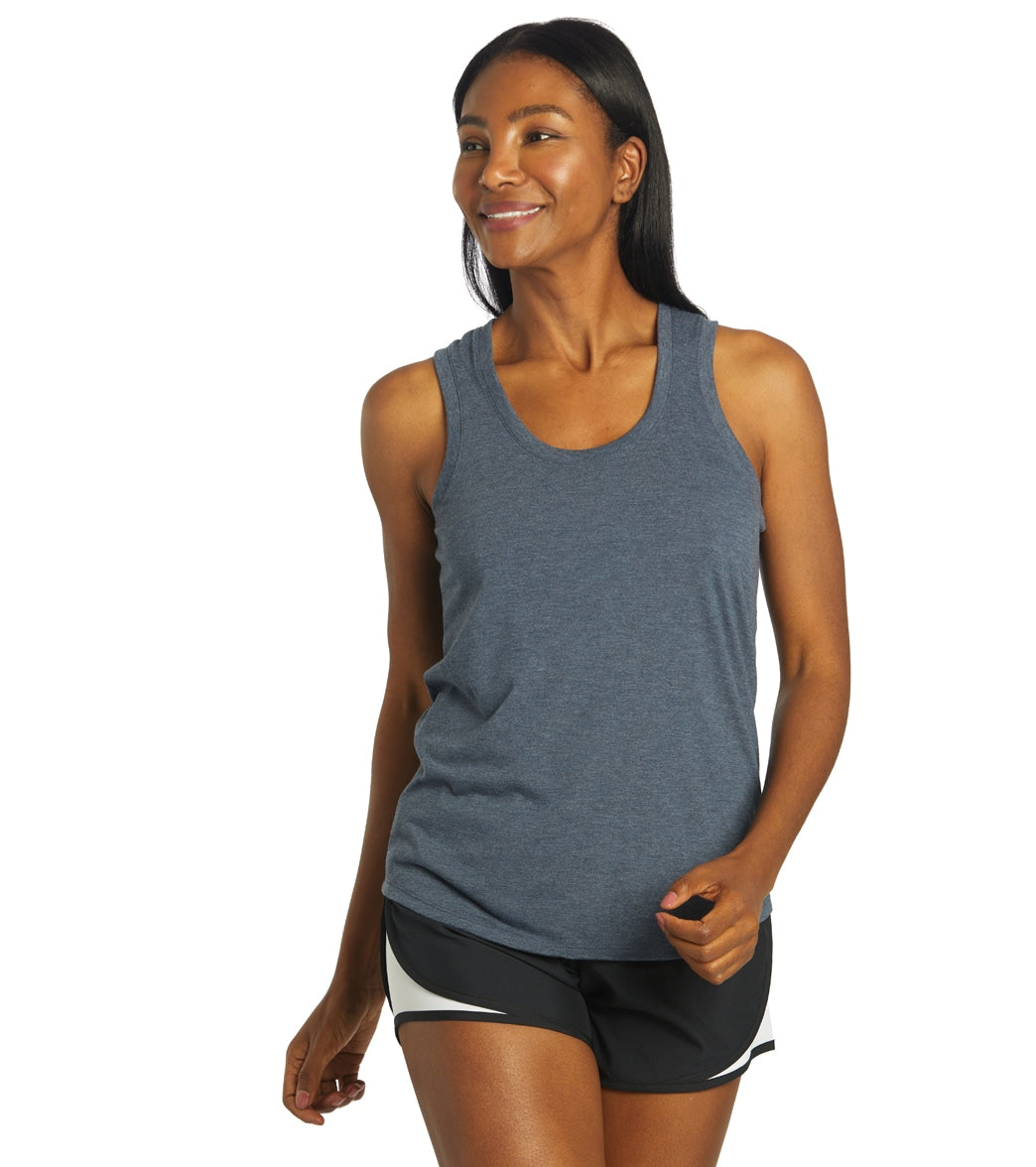 Women's Perfect Tri Racerback Tank Top - Navy Frost 2Xl Cotton/Polyester - Swimoutlet.com