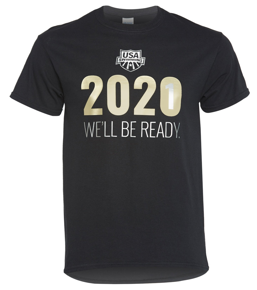 Usa Swimming Men's 2021 We Will Be Ready Crew Neck T-Shirt - Black Large Size Large Cotton/Polyester - Swimoutlet.com