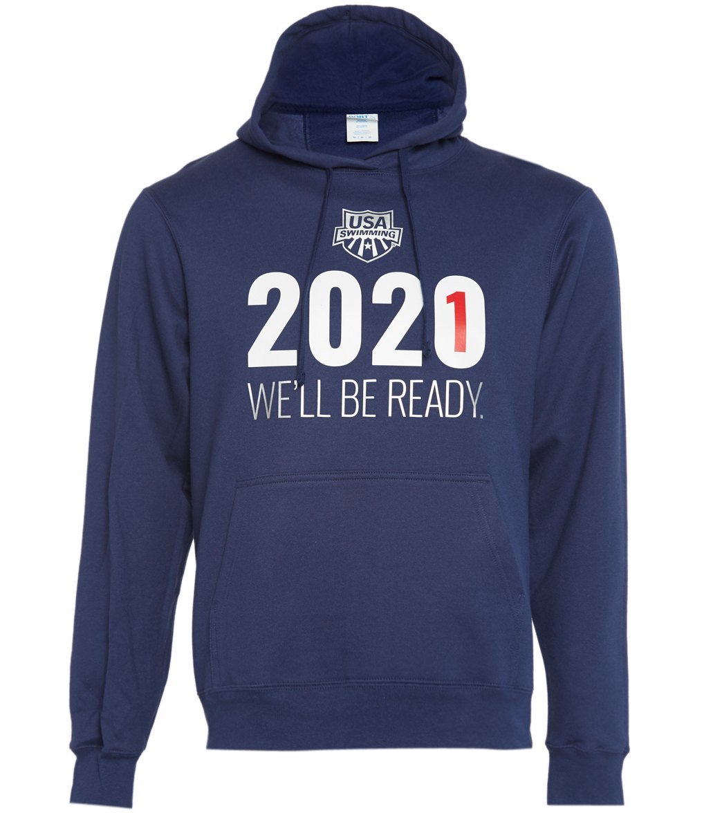 Usa Swimming Men's 2021 We Will Be Ready Hooded Sweatshirt - Navy Large Size Large Cotton/Polyester - Swimoutlet.com
