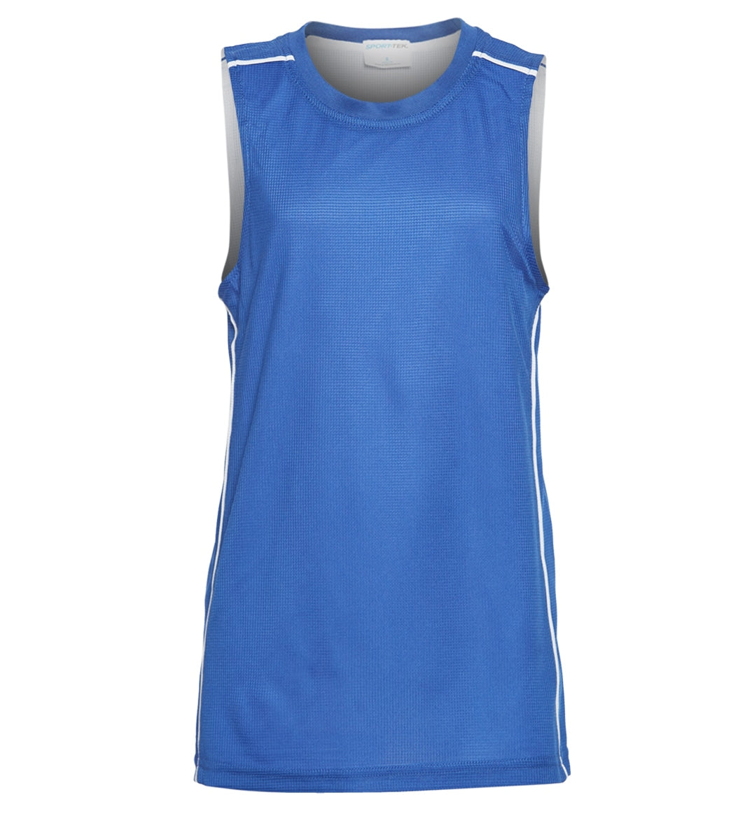 Boys' Posicharge Mesh Reversible Sleeveless Tee Shirt - True Royal Large Polyester - Swimoutlet.com