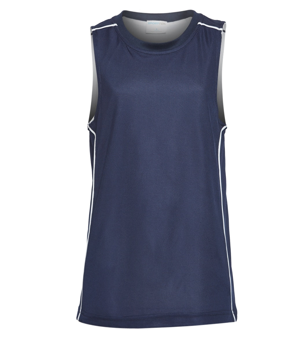 Boys' Posicharge Mesh Reversible Sleeveless Tee Shirt - True Navy Large Polyester - Swimoutlet.com