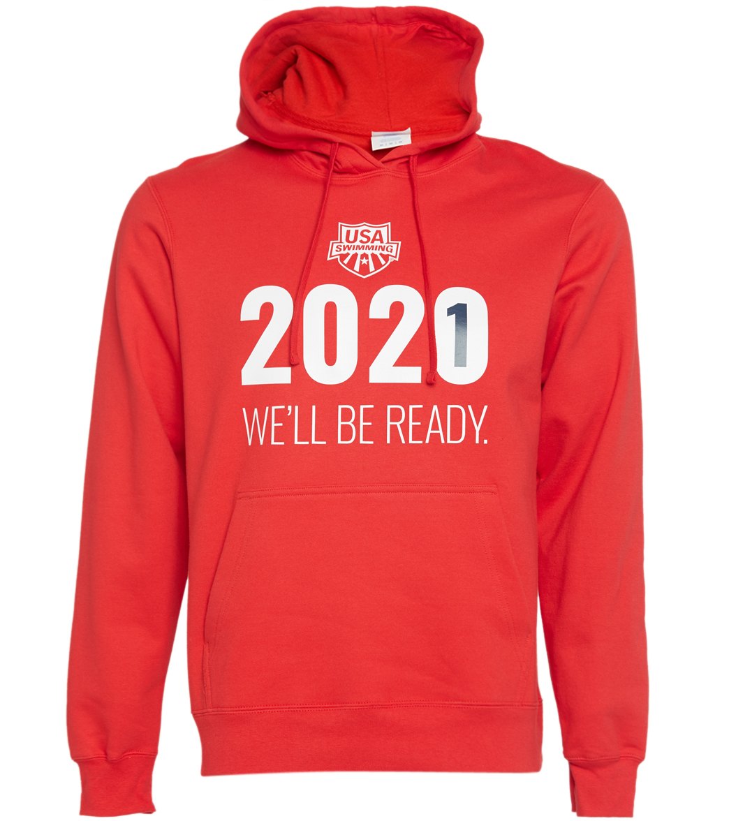Usa Swimming Men's 2021 We Will Be Ready Hooded Sweatshirt - Red Xs Size X-Small Cotton/Polyester - Swimoutlet.com