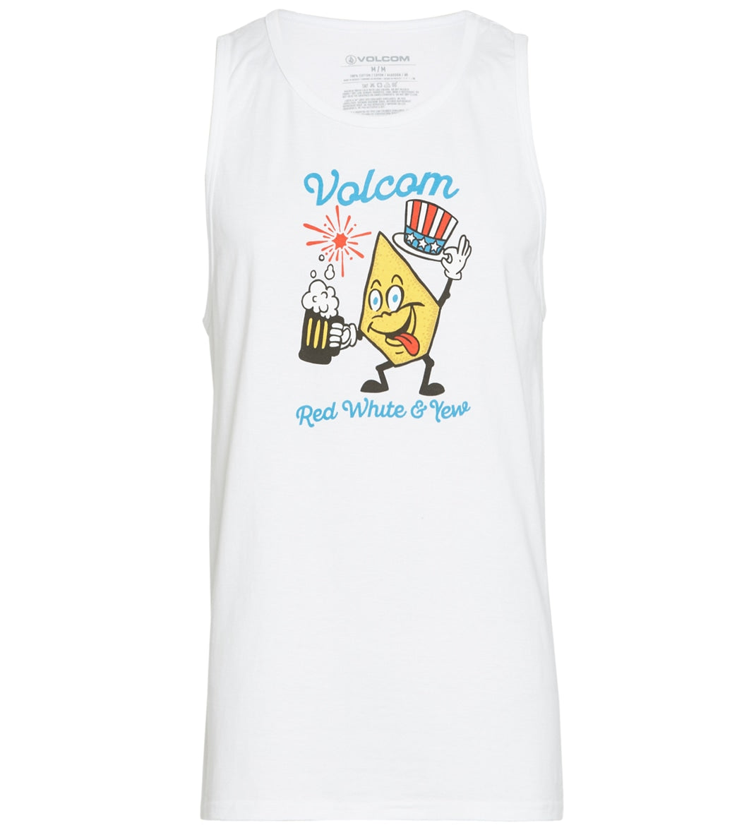 Volcom Men's Yew Tank Top - White Medium Cotton - Swimoutlet.com