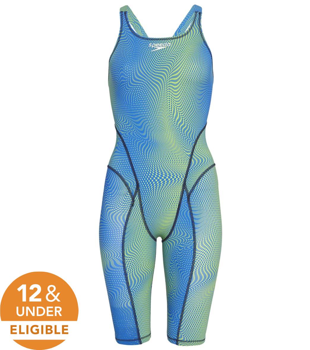 Speedo Women's Print Vanquisher Kneeskin Tech Suit Swimsuit - Blue/Green 18 - Swimoutlet.com