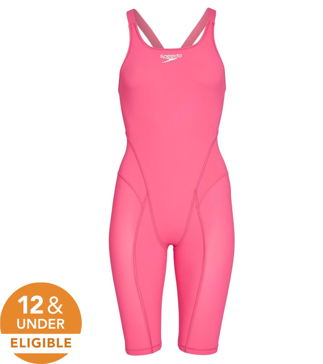 Speedo Women's Vanquisher Kneeskin Tech Suit Swimsuit - Blazing Pink 18 - Swimoutlet.com