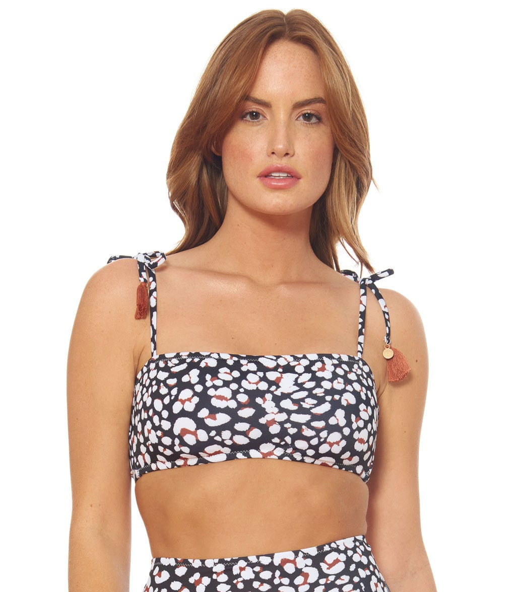 Jessica Simpson Cool Cats Bandeau Bikini Top - Black Multi Small - Swimoutlet.com