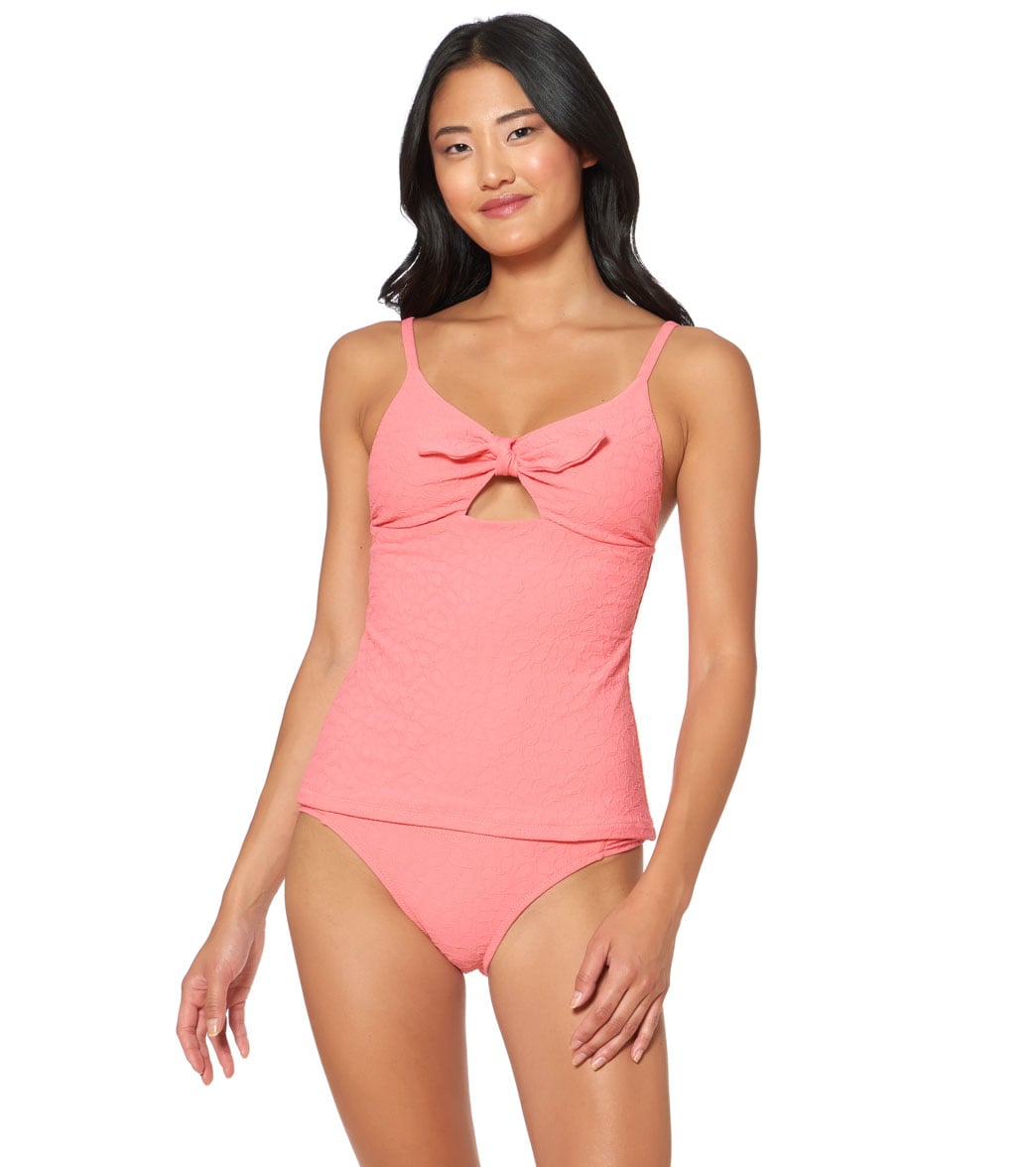 Jessica Simpson Rose Bay Tankini Top - Melon Small - Swimoutlet.com