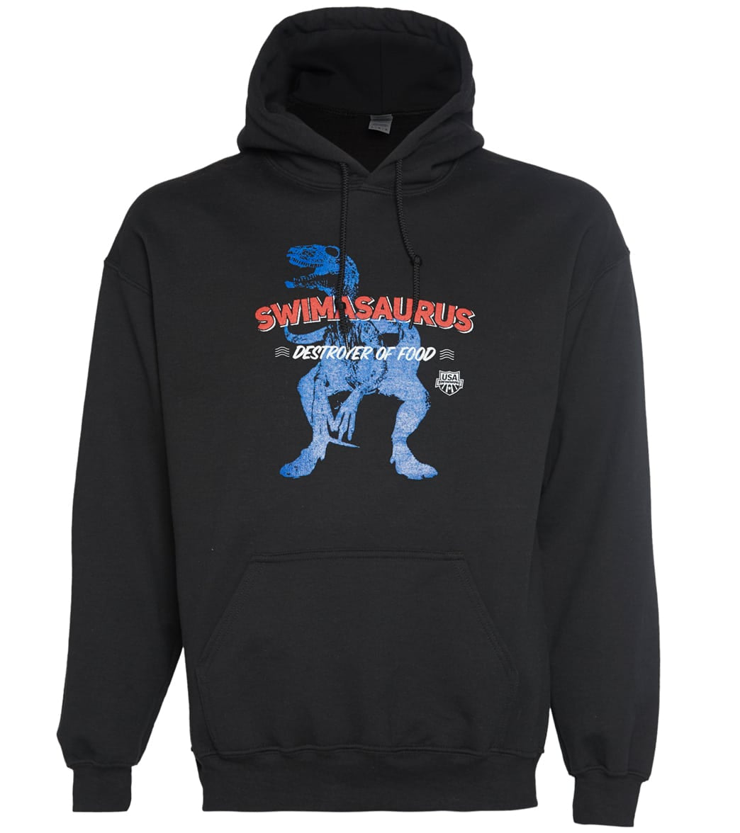 Usa Swimming Men's Swimasaurus Pullover Hoodie - Black Medium Size Medium Cotton/Polyester - Swimoutlet.com