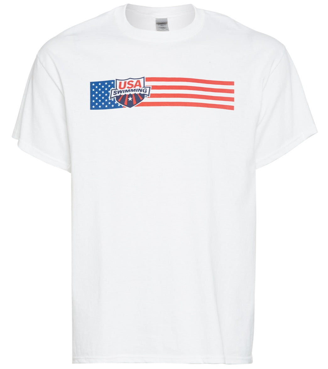 Usa Swimming Men's Americana Crew Neck T-Shirt - White Xxl Cotton - Swimoutlet.com