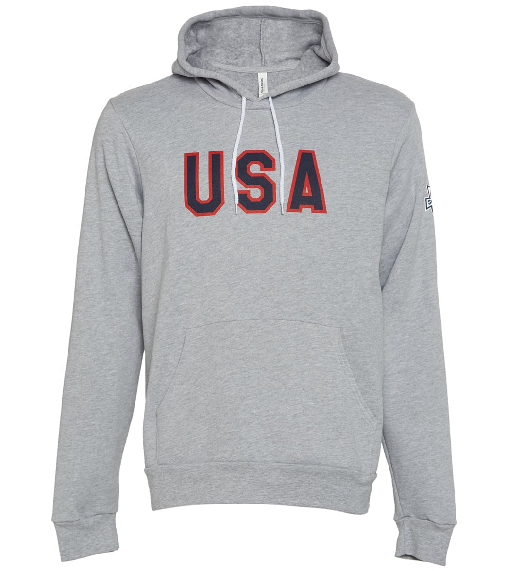 Usa Swimming Men's Usa Pullover Hoodie - Grey Xl Size Xl Cotton/Polyester - Swimoutlet.com