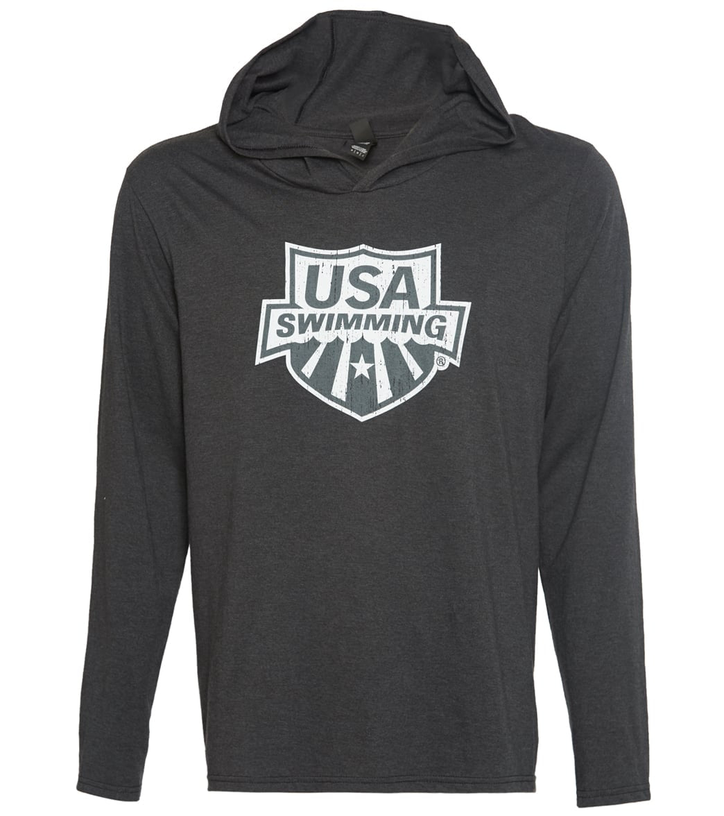 Usa Swimming Men's Lightweight Long Sleeve Hoodie - Black Xxl Cotton/Polyester - Swimoutlet.com