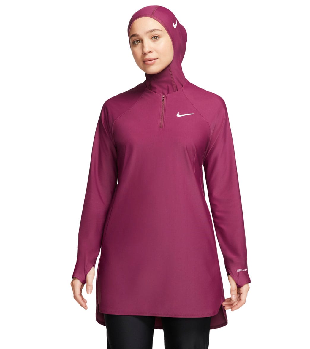 Nike Modest Essential Long Sleeve Chlorine Resistant Swim Tunic Villain ...