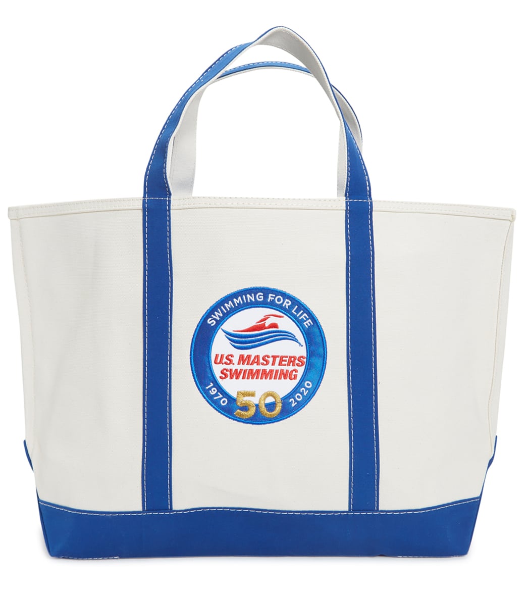 U.s. Masters Swimming Usms 50Th Anniversary Zip Top Canvas Tote Bag - Blue/White Large Size Large Cotton - Swimoutlet.com