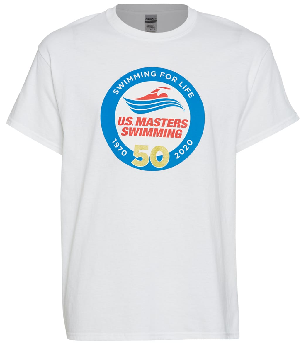 U.s. Masters Swimming Usms 50Th Anniversary Men's Crew Neck T-Shirt - White Small Size Small Cotton - Swimoutlet.com