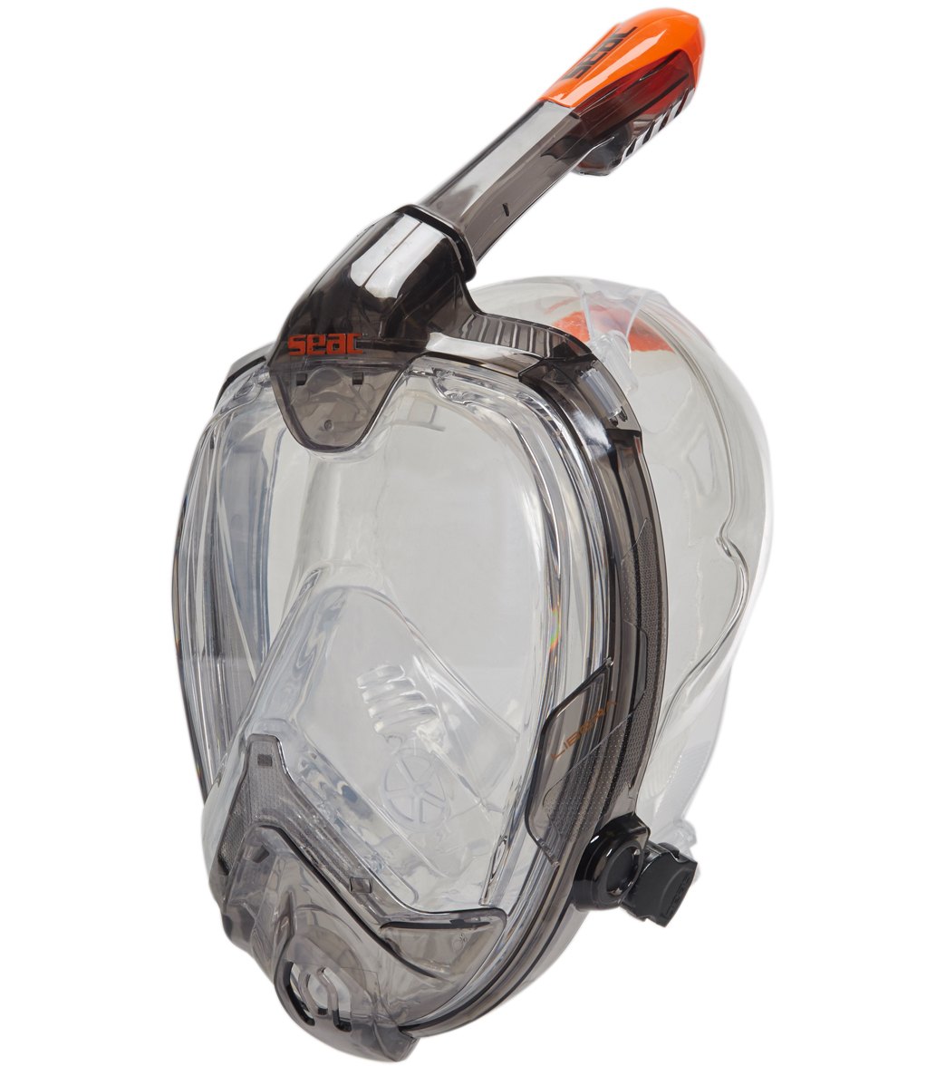 Seac Usa Libera Full Face Snorkeling Mask - Black/Orange X-Small/Small - Swimoutlet.com