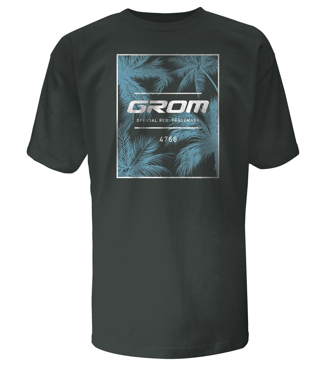 Grom Boys' Trademark Short Sleeve Tee Shirt - Charcoal Medium 8 Cotton - Swimoutlet.com