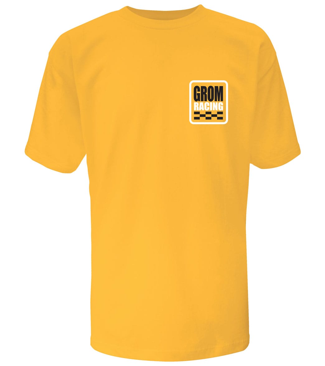 Grom Boys' Short Sleeve Racing Tee Shirt - Gold Large 10/12 Cotton - Swimoutlet.com