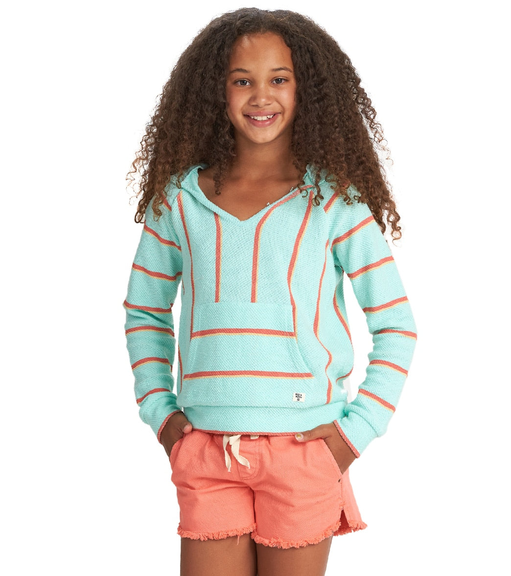 Billabong Girls' Sandy Stripes Hoodie - Seaglass X-Small 5/6 Cotton/Polyester - Swimoutlet.com