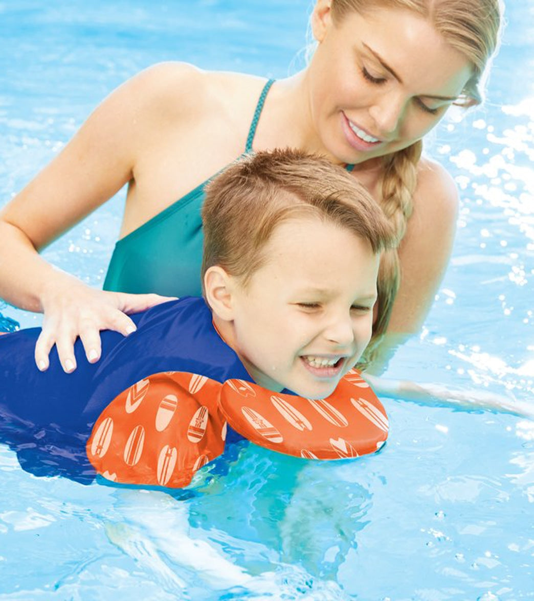 Aqua Leisure Kids' Deluxe Swim Trainer Vest With Collar - Blue/Orange Small/Medium - Swimoutlet.com