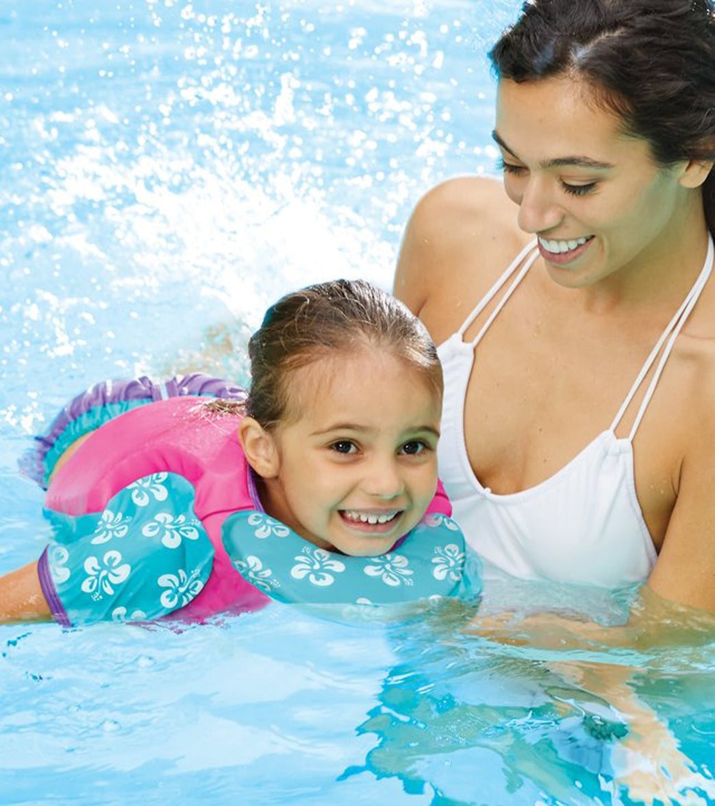 Aqua Leisure Kids' Deluxe Swim Trainer Vest With Collar - Pink/Blue Small/Medium - Swimoutlet.com