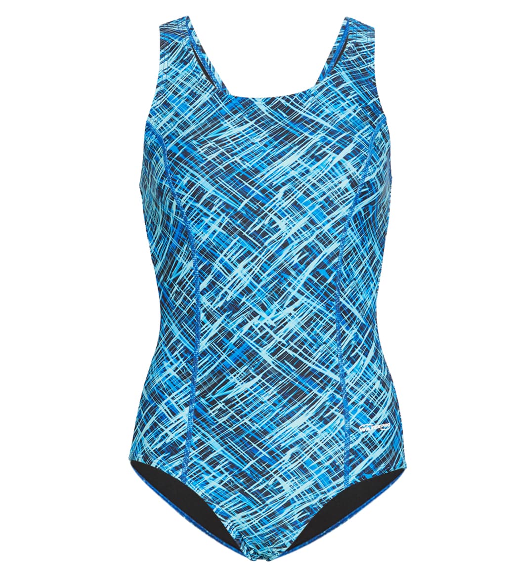 Waterpro Women's Matrix Fit-Back One Piece Swimsuit - Blue 6 - Swimoutlet.com