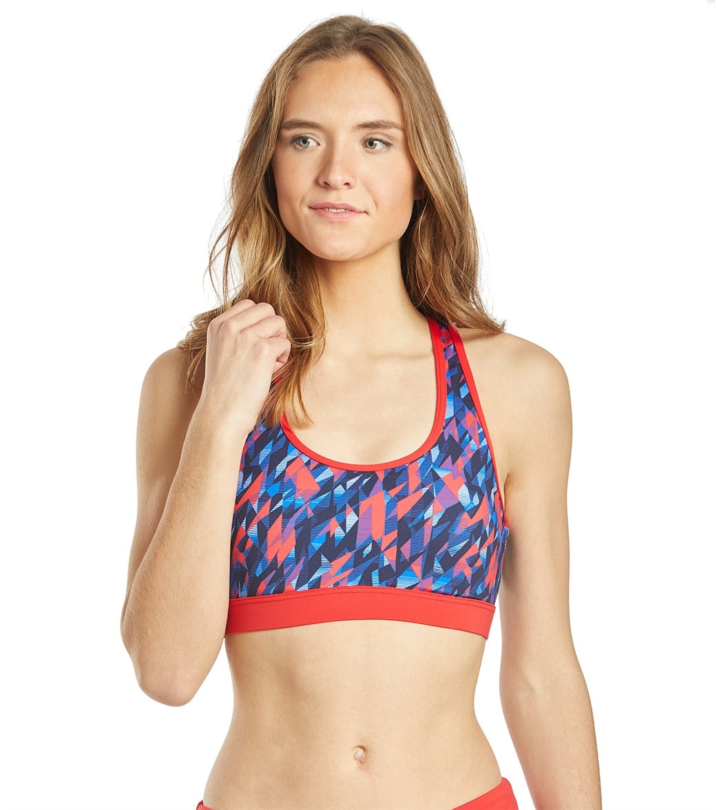 TYR Active Polar Lyn Racerback Bikini Top - Navy/Red X-Small - Swimoutlet.com