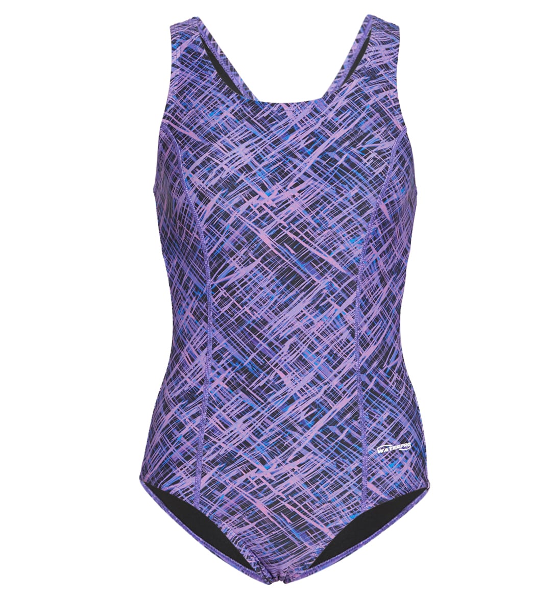 Waterpro Women's Matrix Fit-Back One Piece Swimsuit - Purple 6 - Swimoutlet.com