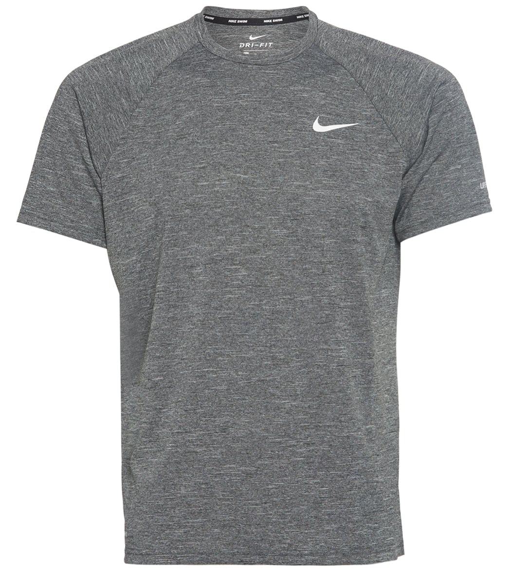 Nike Men's Heather Short Sleeve Hydroguard Shirt - Black Small Polyester - Swimoutlet.com