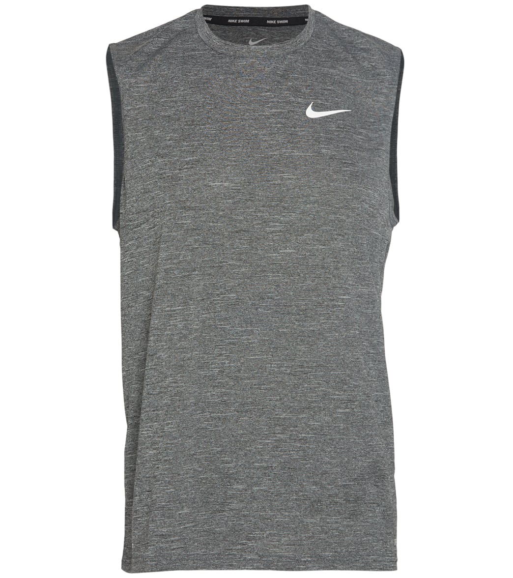 Nike Men's Heather Sleeveless Hydroguard Shirt - Black Small Polyester - Swimoutlet.com