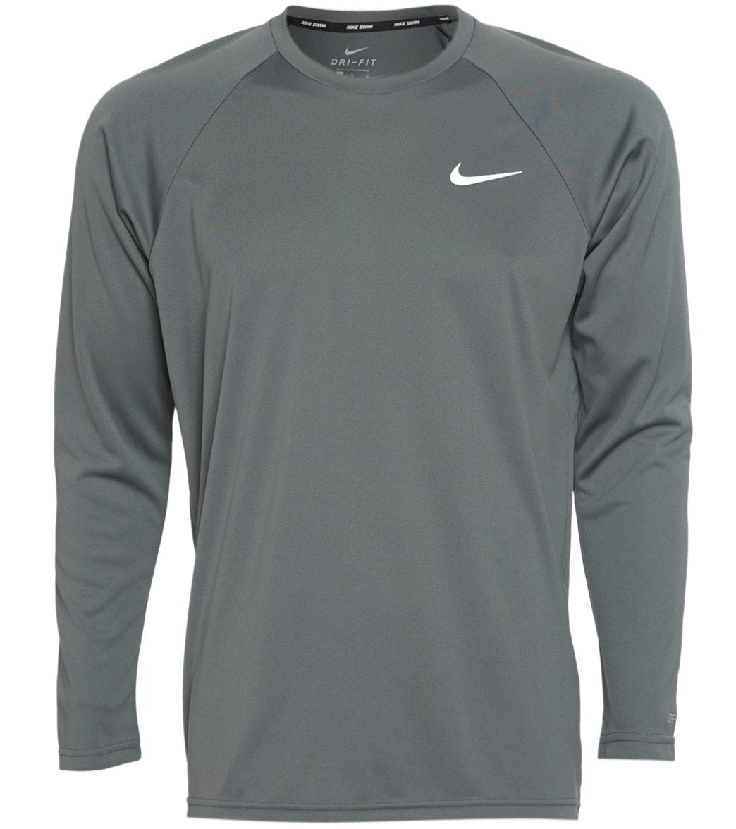 Nike Men's Essential Long Sleeve Hydroguard Shirt - Iron Grey Xxl Polyester - Swimoutlet.com