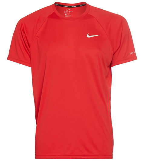 Nike Men's Essential Short Sleeve Hydroguard Swim Shirt University Red ...