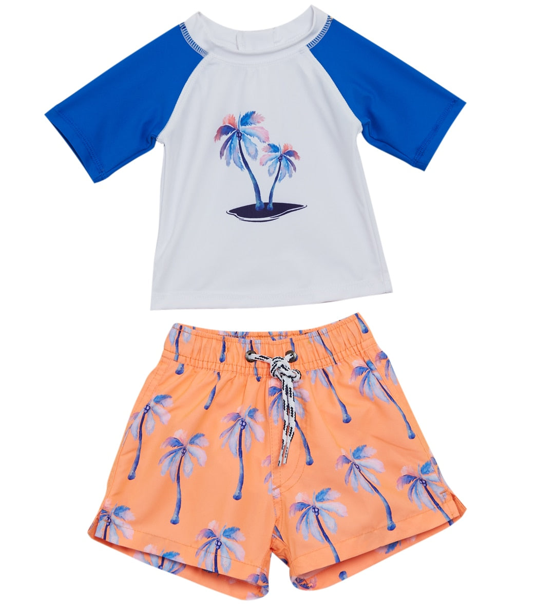 Snapper Rock Boys' Sunset Moorings Palm Two Piece Rashguard Set Baby - 3-6 Months Polyester - Swimoutlet.com