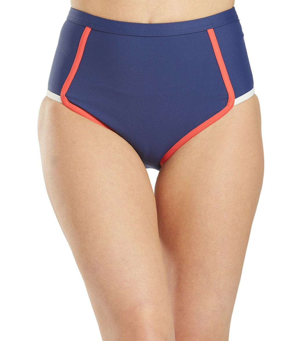 Next Coral Reef Elevate High Waisted Bikini Bottom - Navy Medium - Swimoutlet.com