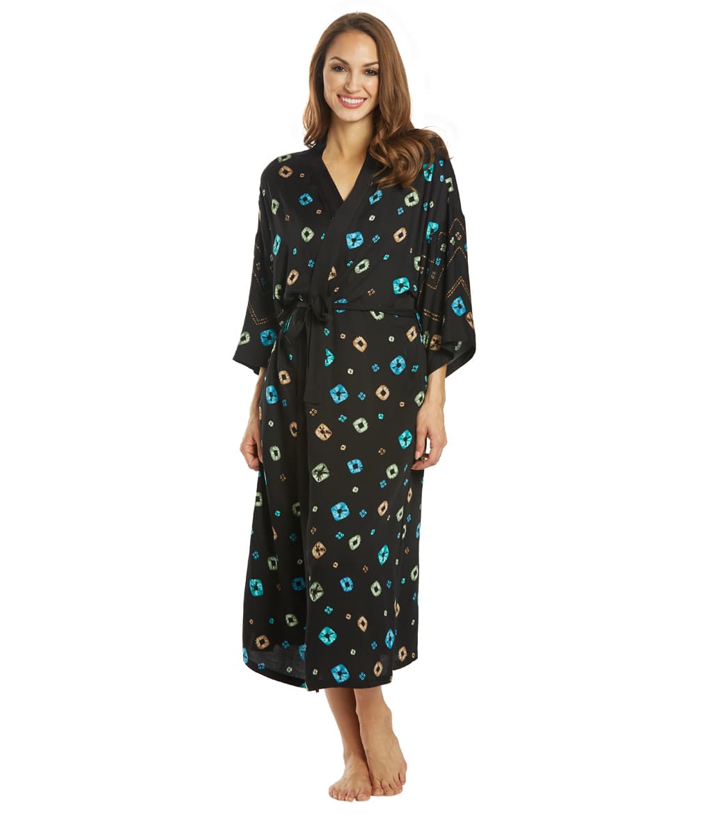 Coco Reef Contours Composition Beryl Wrap Cover Up Kimono - Black Medium - Swimoutlet.com