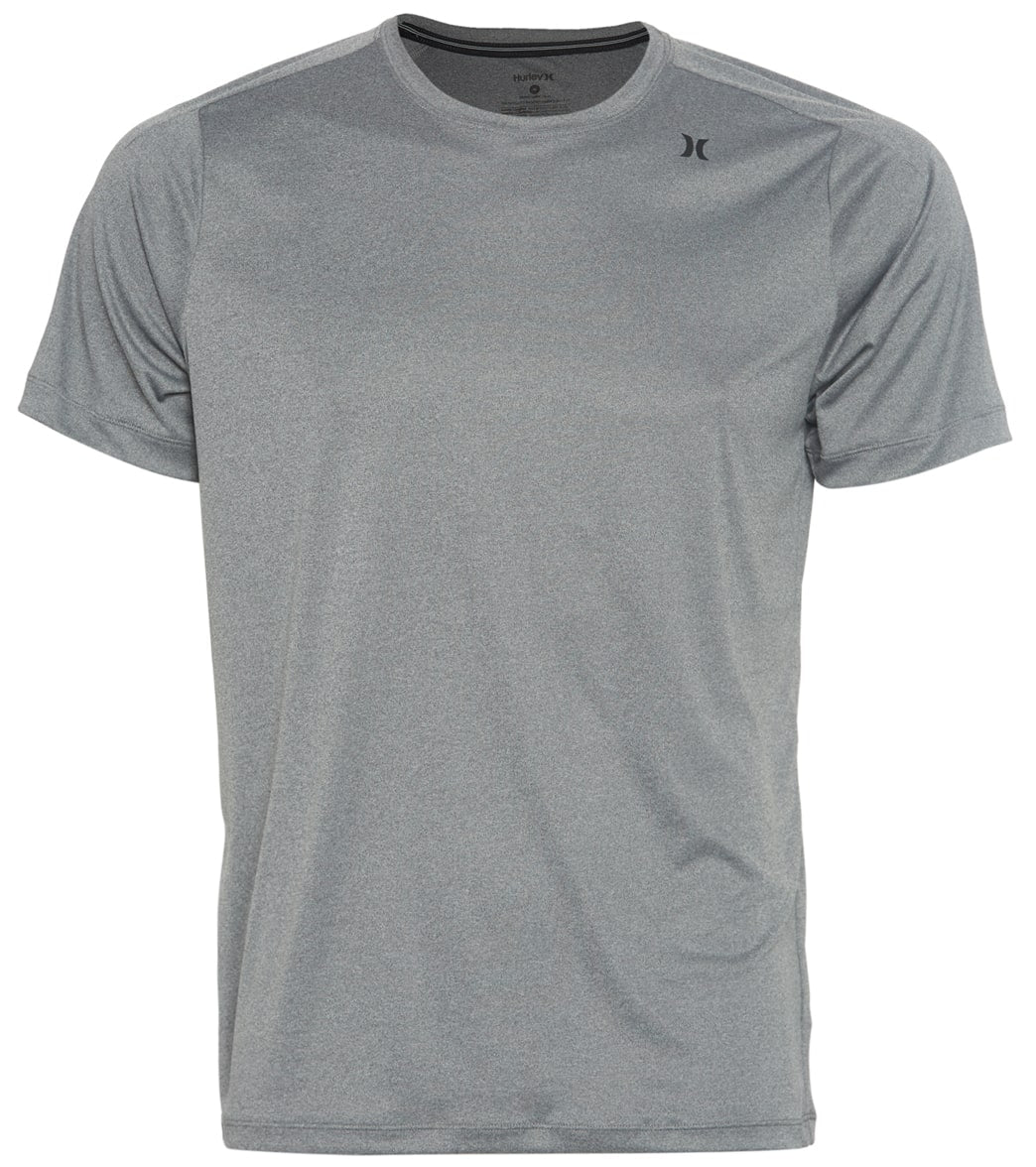 Hurley Quick Dry Nu Basics Short Sleeve Performance Fit Shirt - Black Heather Small Polyester - Swimoutlet.com