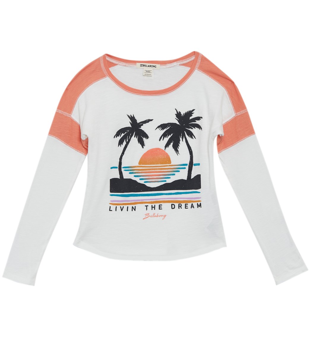 Billabong Girls' Game Time Tee Shirt - Sunset Orange Medium Big Cotton - Swimoutlet.com
