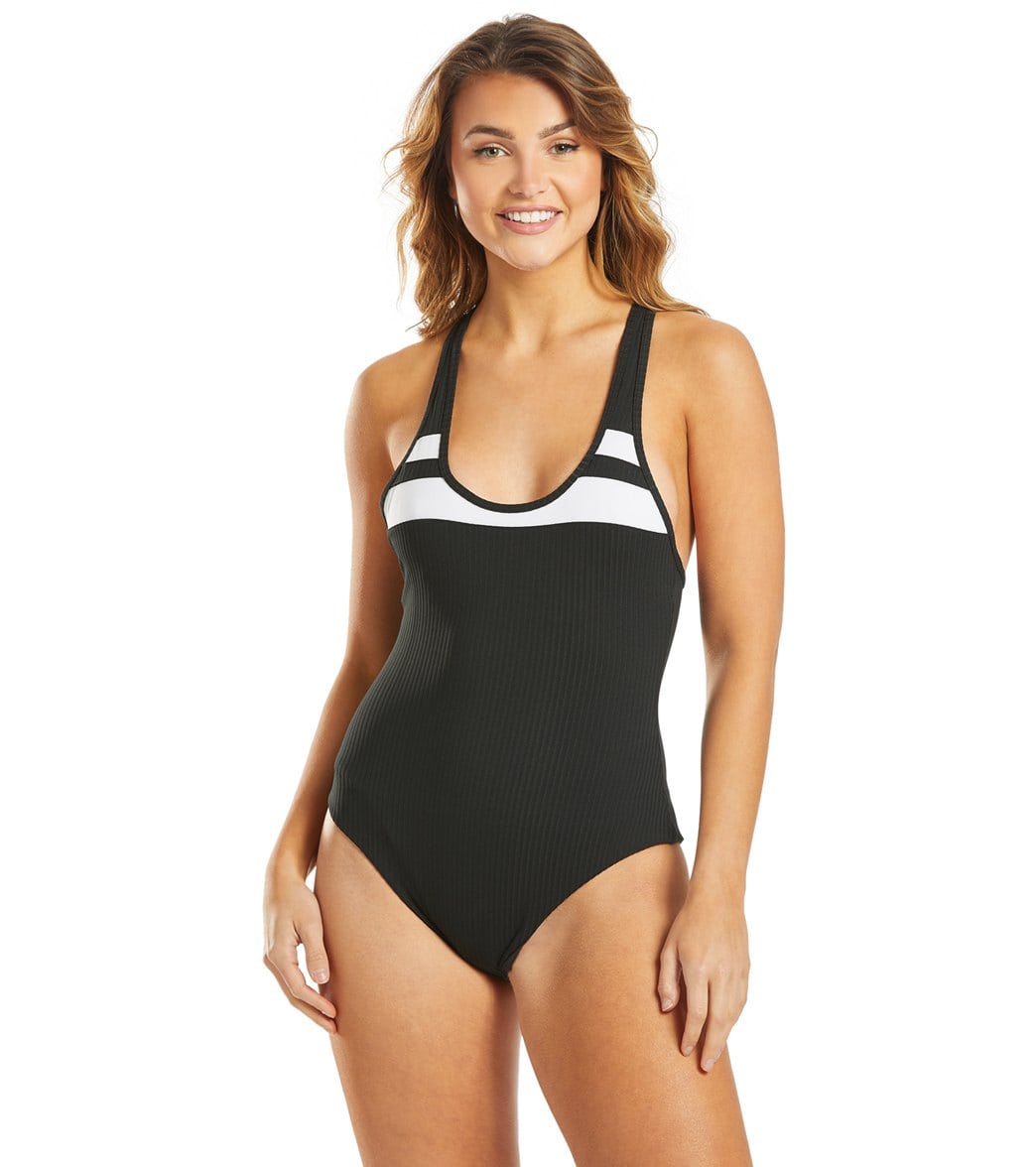 Hurley Block Party One Piece Swimsuit - Black Medium - Swimoutlet.com