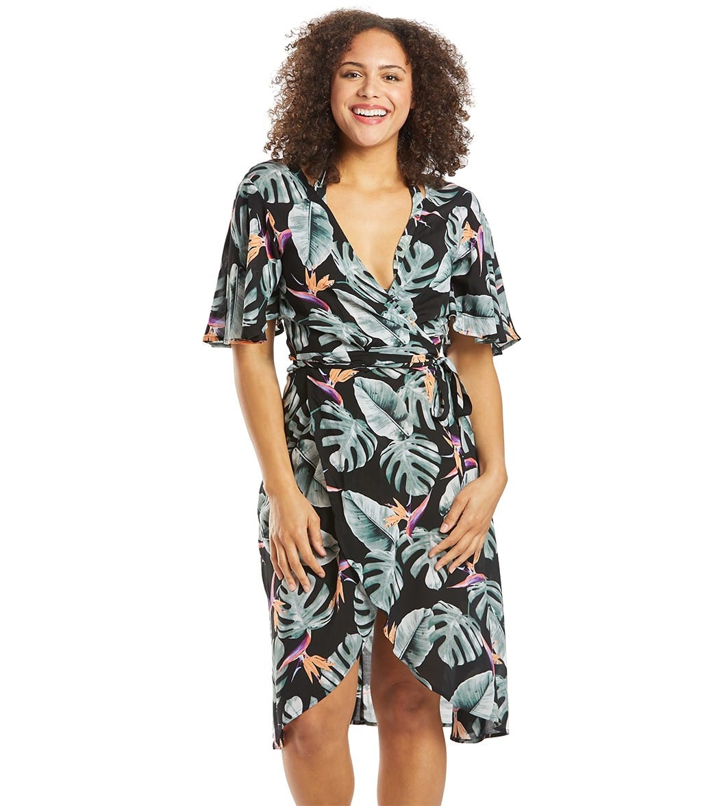 Skye Grace Cover Up Dress - Black/Tokelau Print Small - Swimoutlet.com